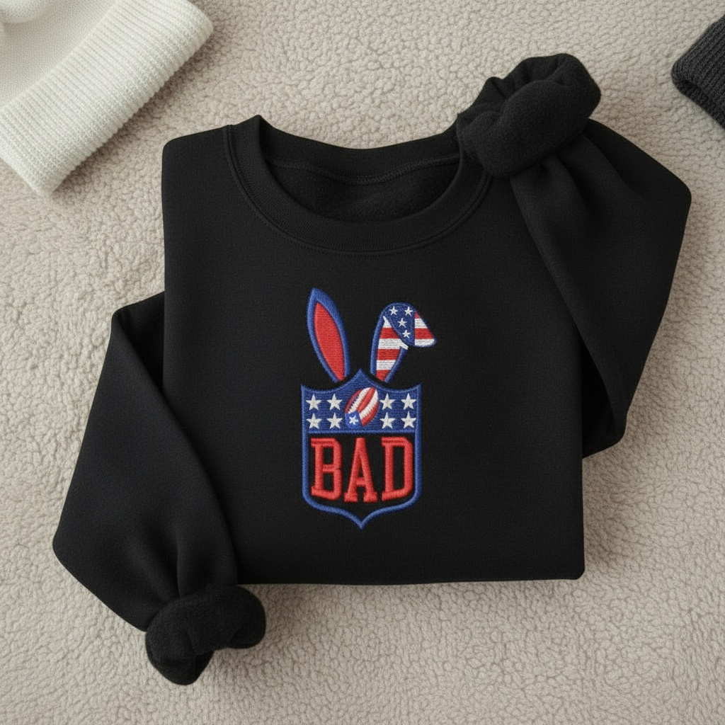 Embroidered Benito Bowl Sweatshirt – Super Football Shirt, Bad Game Day Bunny Crewneck, Puerto Rico Super Bowl Fan Gift
