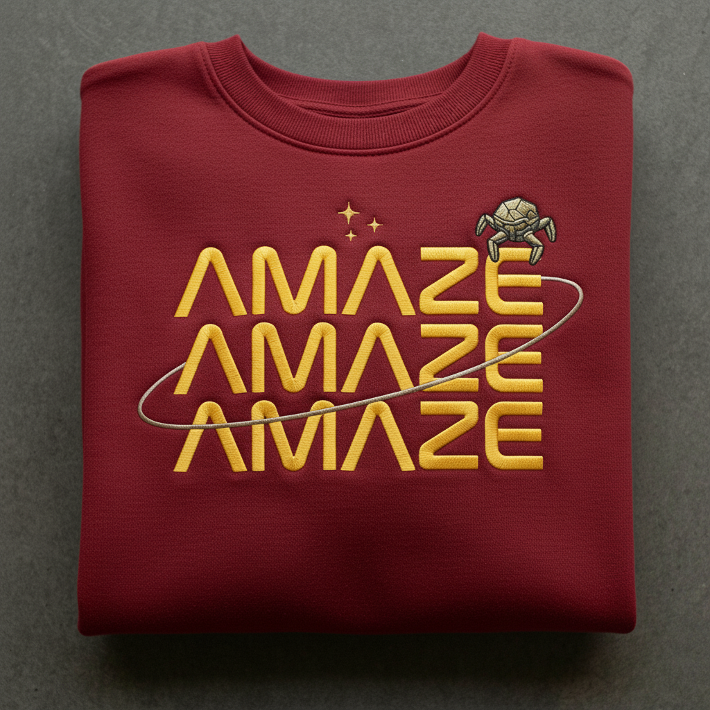 Embroidered Amaze Amaze Amaze Sweatshirt, Sci-Fi Men Tee, Funny Space Quote Shirt, Book Lovers Gift