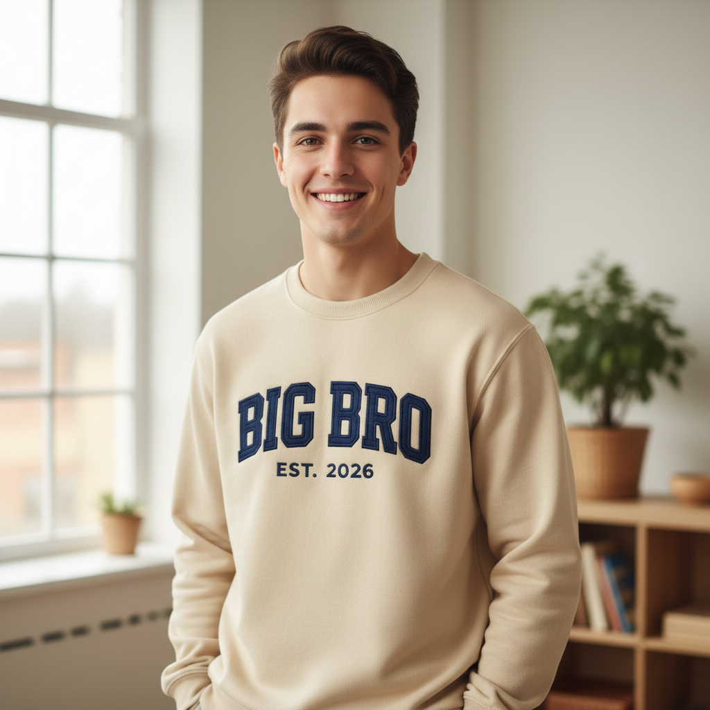 Big Brother Embroidered Sweatshirt, Big Bro Est. 2026 Shirt, Toddler Crewneck, Sibling Announcement Outfit, Custom Baby Gift