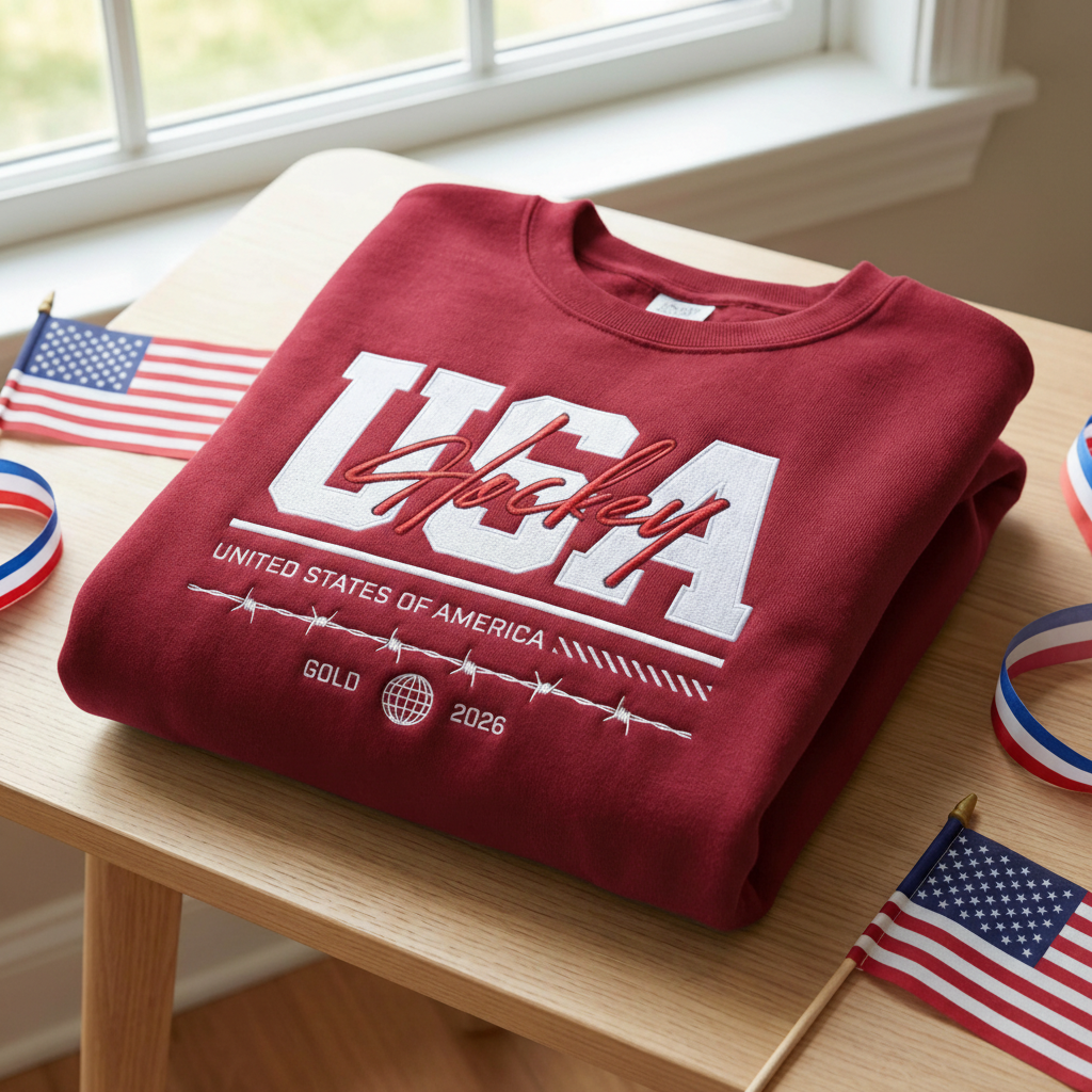 Embroidered USA Hockey Vintage Gold Medal Champions 2026 sweatshirt, Backyard Ice Ponds & Grit,Ice Hockey Lover Unisex Graphic Tee