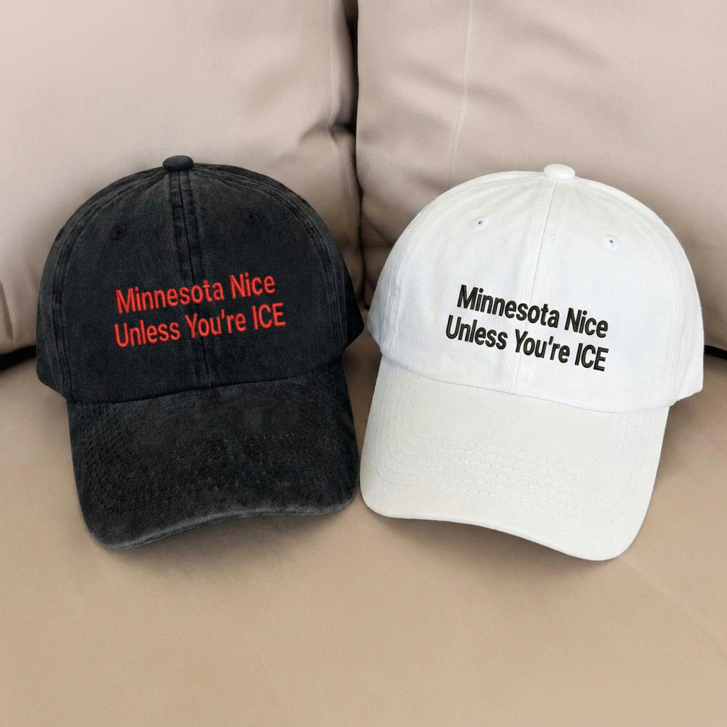 Minnesota Nice Unless You're ICE Embroidered Hat, Funny Political Baseball Cap, Abolish ICE Protest Gift, MN State Pride Dad Hat
