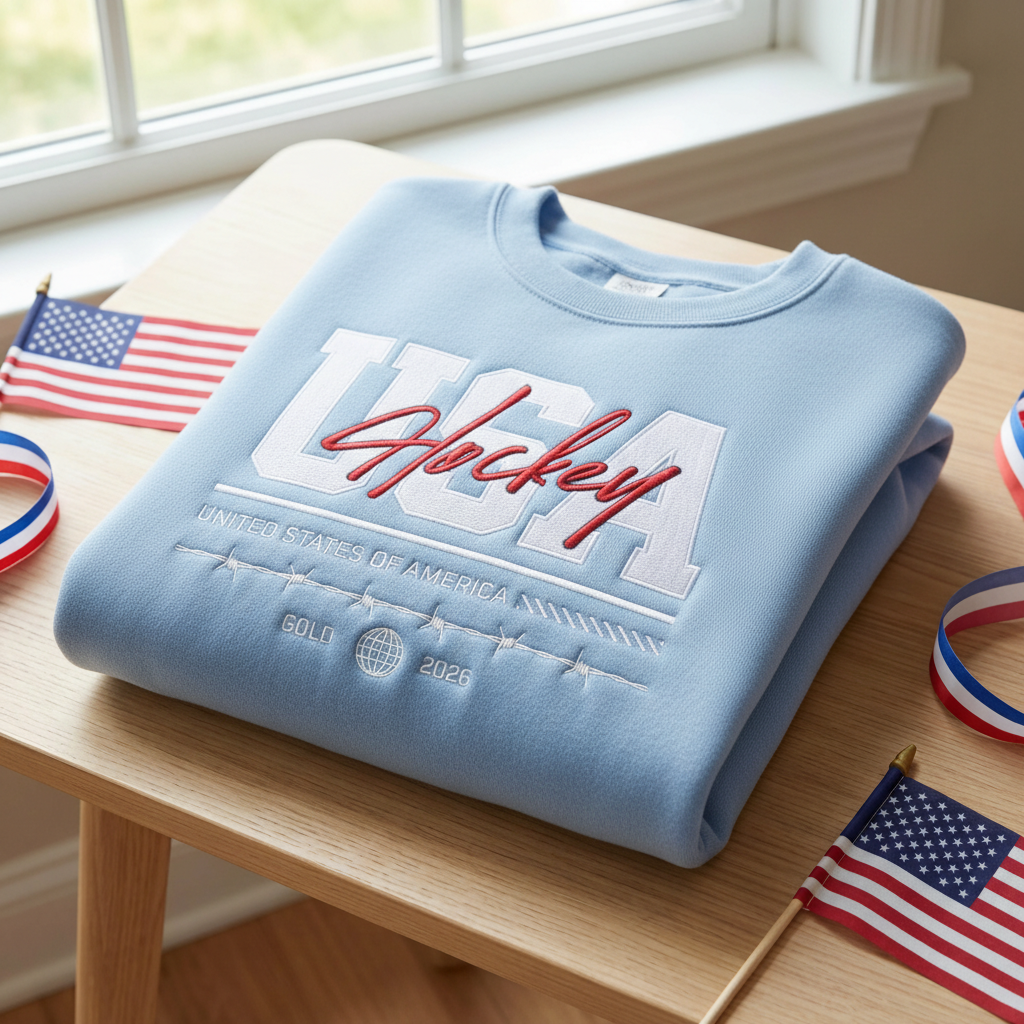 Embroidered USA Hockey Vintage Gold Medal Champions 2026 sweatshirt, Backyard Ice Ponds & Grit,Ice Hockey Lover Unisex Graphic Tee