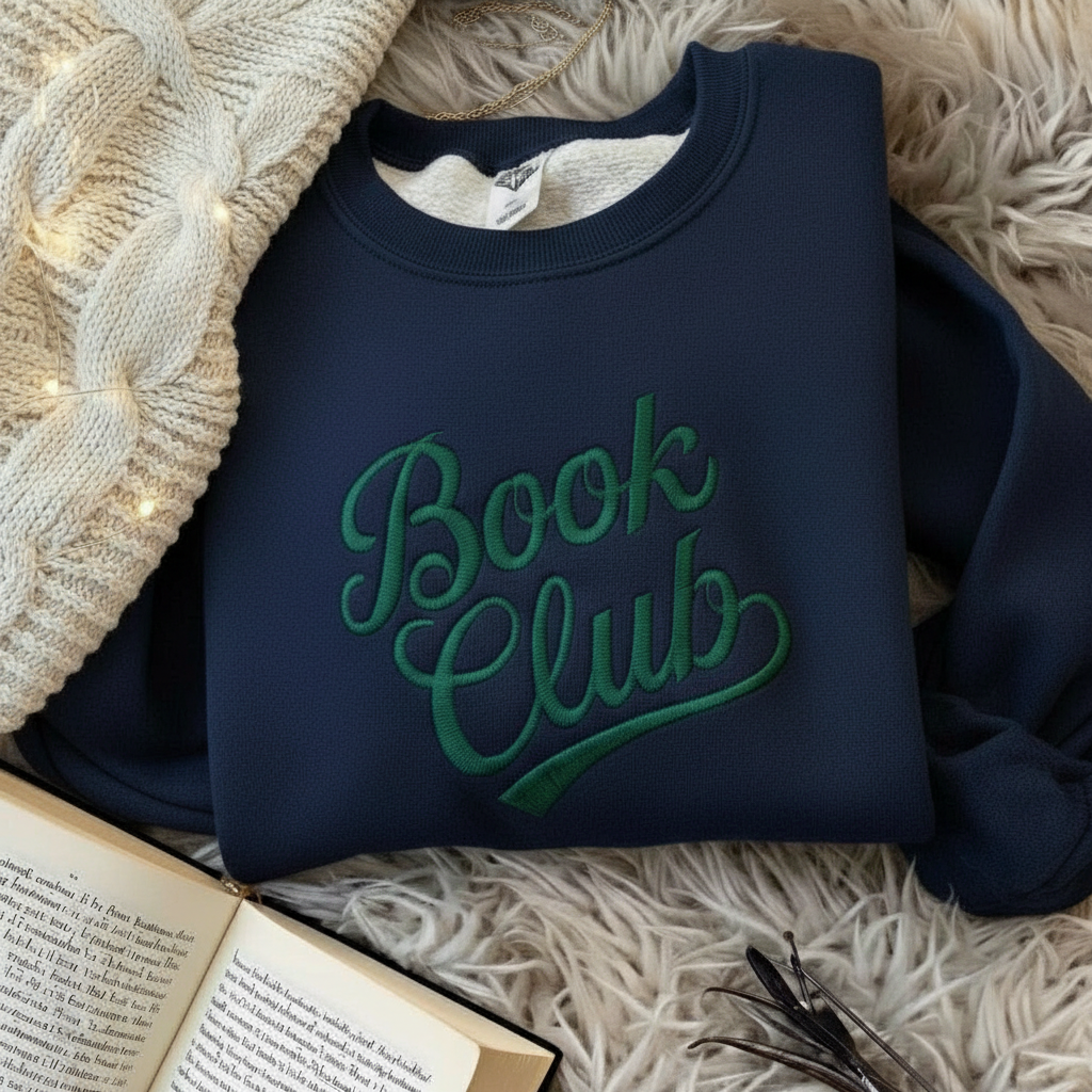 Customized Book Club Embroidered Sweatshirt, Bookworm Sweatshirt, Librarian Tee, Book Lover Shirt, Social Club Shirt, Teacher Sweatshirt