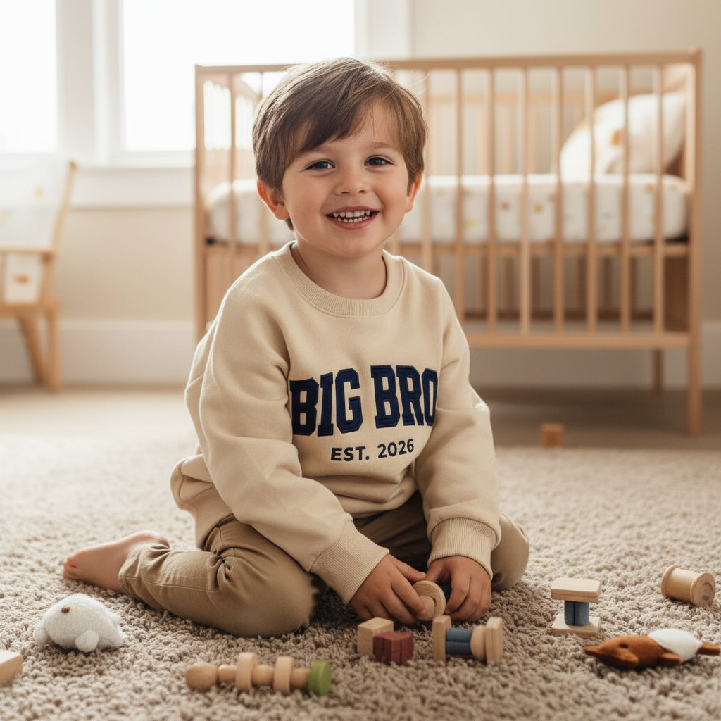 Big Brother Embroidered Sweatshirt, Big Bro Est. 2026 Shirt, Toddler Crewneck, Sibling Announcement Outfit, Custom Baby Gift
