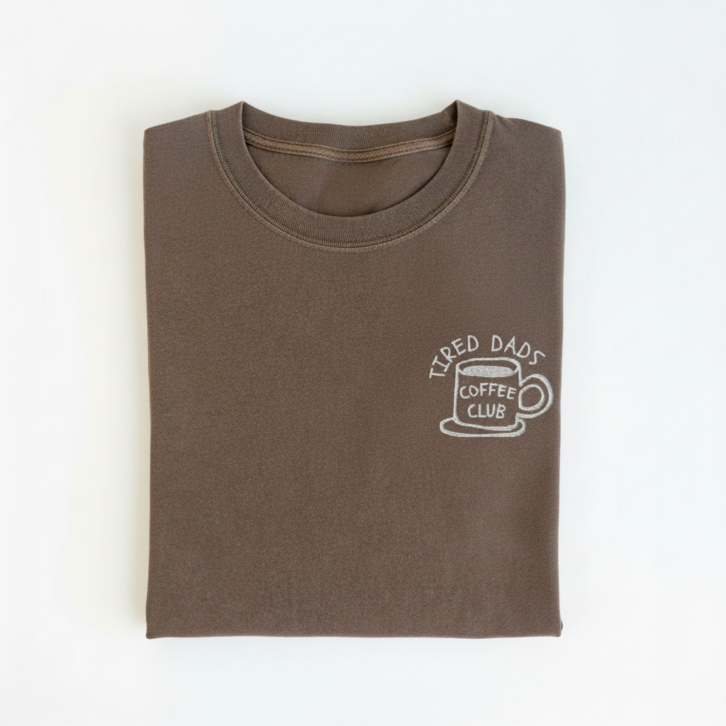 Embroidered Tired Dads Coffee Club Shirt, Funny Dad T-Shirt, New Dad Gift, Fathers Day Shirt, Coffee Lover Dad Tee, Relatable Humor Gift