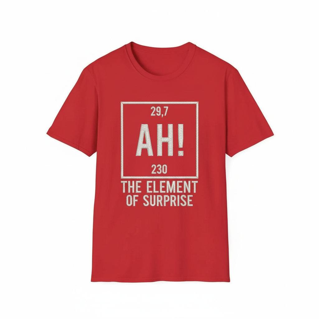 Embroidered Project Hail Mary AH! Element of Surprise Shirt, Ryland Grace Red T-Shirt, Chemistry Joke Tee, Sci-Fi Book Fan Gift