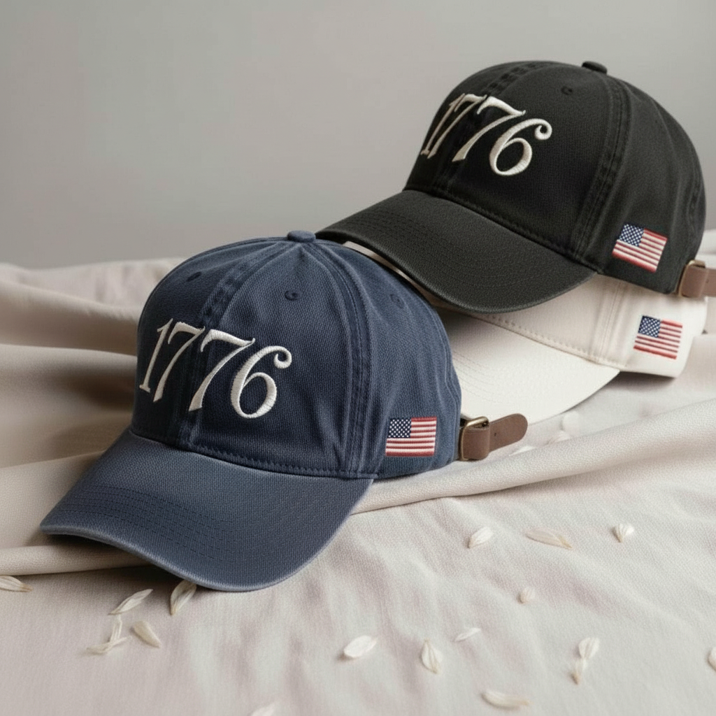 1776 Embroidered Hat, Patriotic American Flag Cap, USA Independence Day Baseball Hat