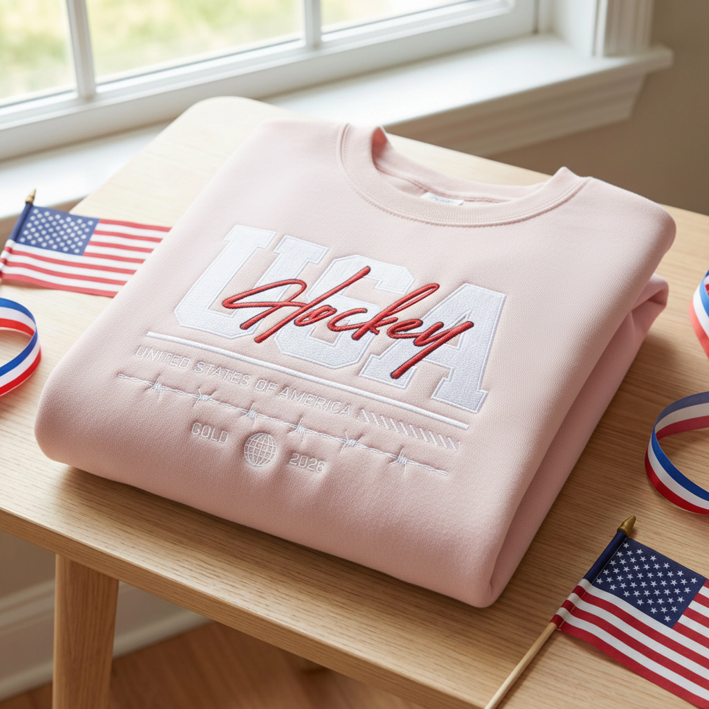 Embroidered USA Hockey Vintage Gold Medal Champions 2026 sweatshirt, Backyard Ice Ponds & Grit,Ice Hockey Lover Unisex Graphic Tee