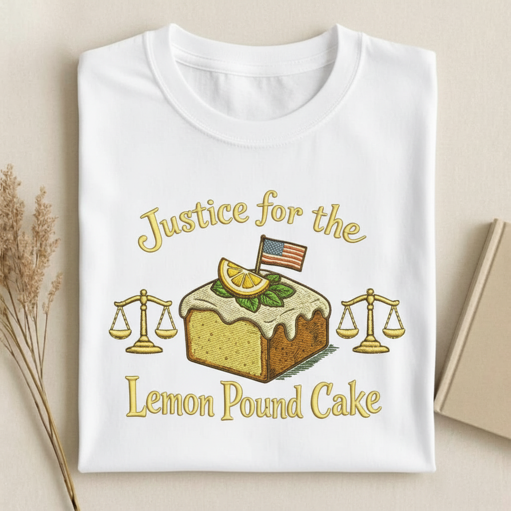 Funny Lemon Pound Cake Embroidered Tee, Dessert Meme Shirt, Foodie Graphic T-Shirt, Cute Baking Lover Gift