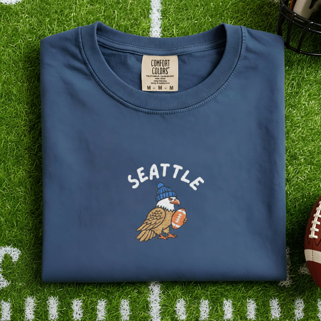 Embroidered Seattle Football Shirt, Game Day Hawk Sweatshirt, Unisex Hoodie for Men and Women, Football Fan Sports Gift