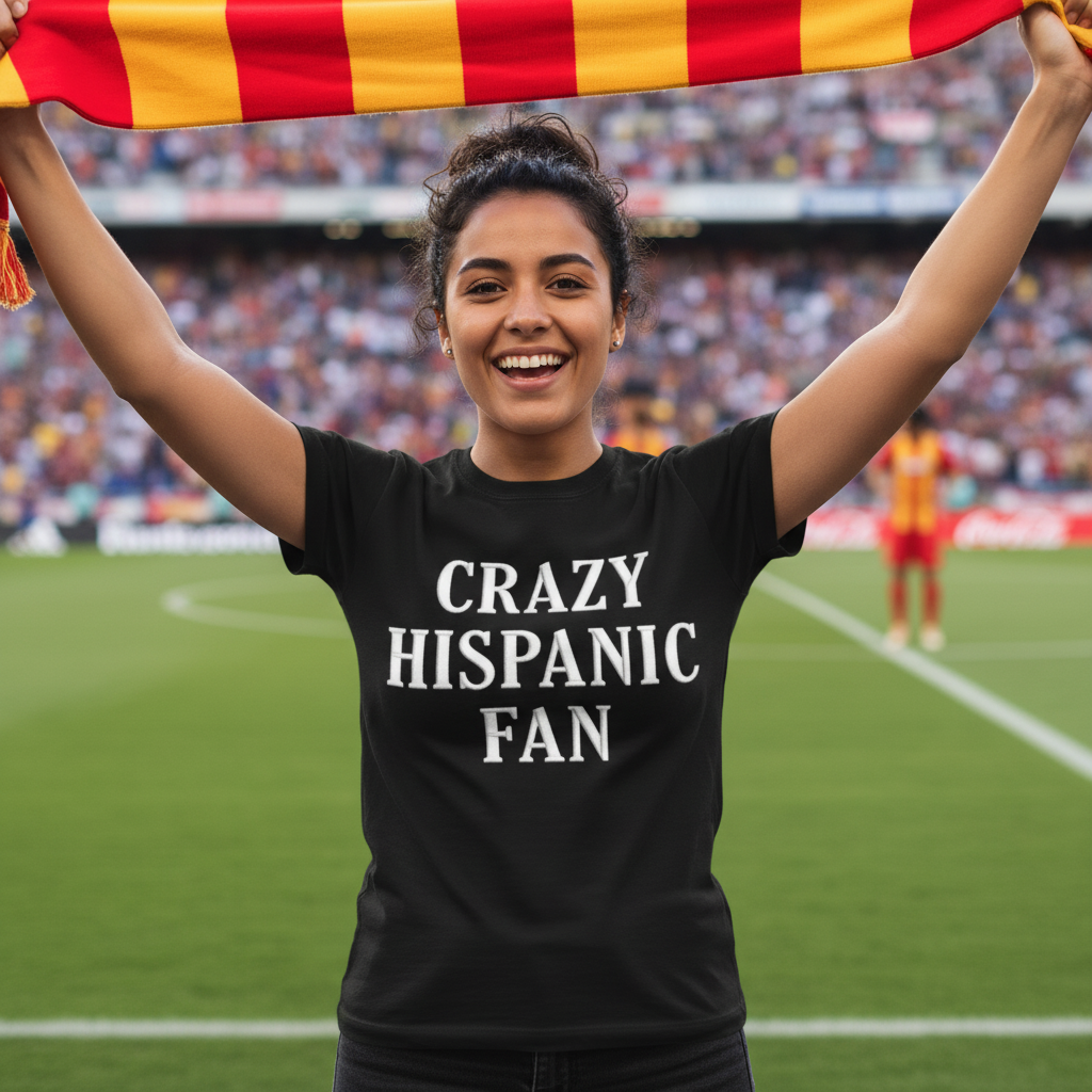 Embroidered Crazy Hispanic Fan Shirt, Funny Latino Pride T-Shirt, Hispanic Heritage Tee, Cultural Humor Gift