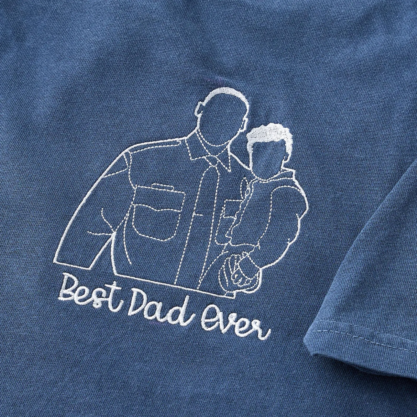Custom Embroidered Dad Shirt, Personalized Photo Line Art Portrait Tee