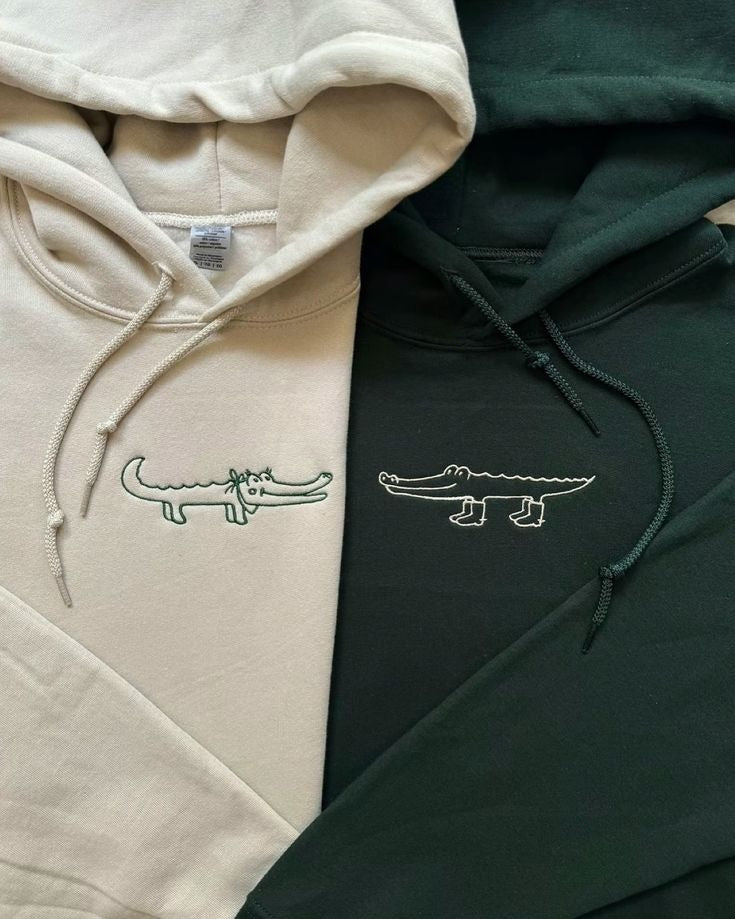 Animal Couple Embroidered Sweater Collection, Matching Couple Sweatshirt, Cute Animal Lovers Outfit, Personalized Gift