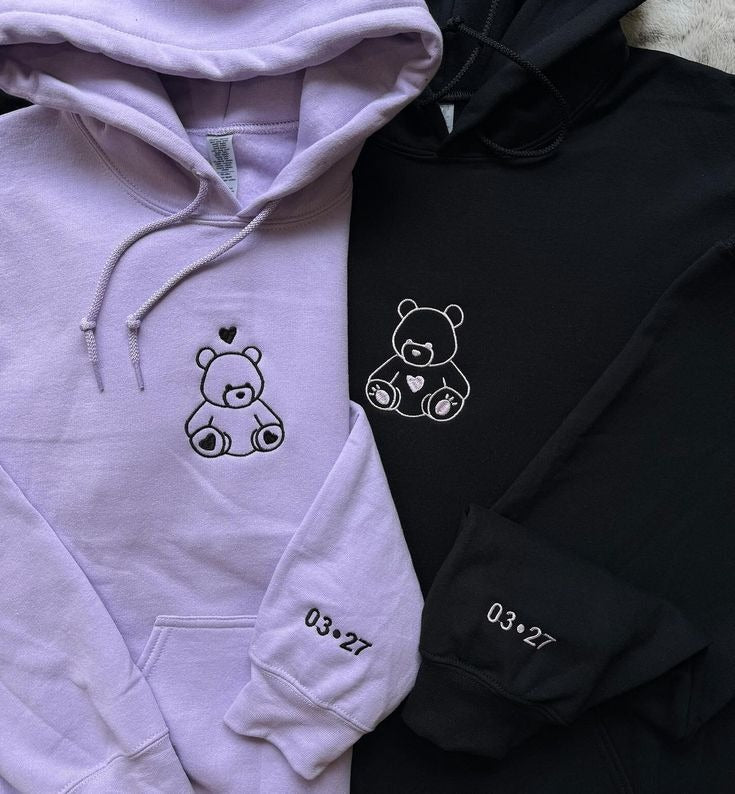 Animal Couple Embroidered Sweater Collection, Matching Couple Sweatshirt, Cute Animal Lovers Outfit, Personalized Gift