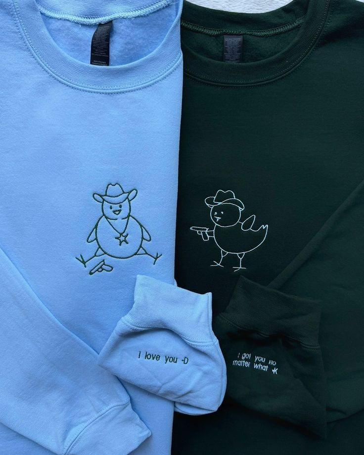 Animal Couple Embroidered Sweater Collection, Matching Couple Sweatshirt, Cute Animal Lovers Outfit, Personalized Gift