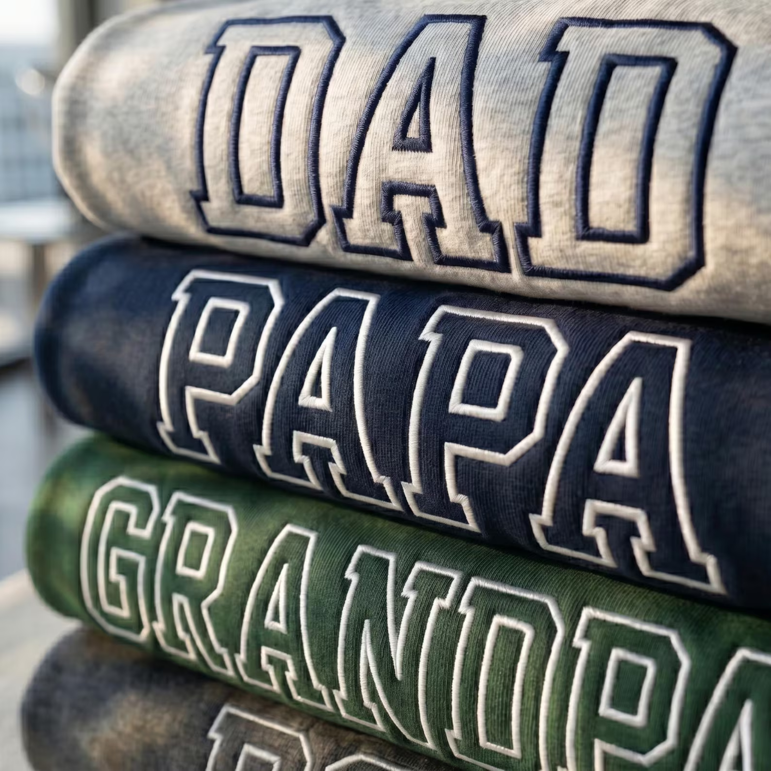 Custom Dad Papa Grandpa Embroidered Sweatshirt, Personalized Father’s Day Gift