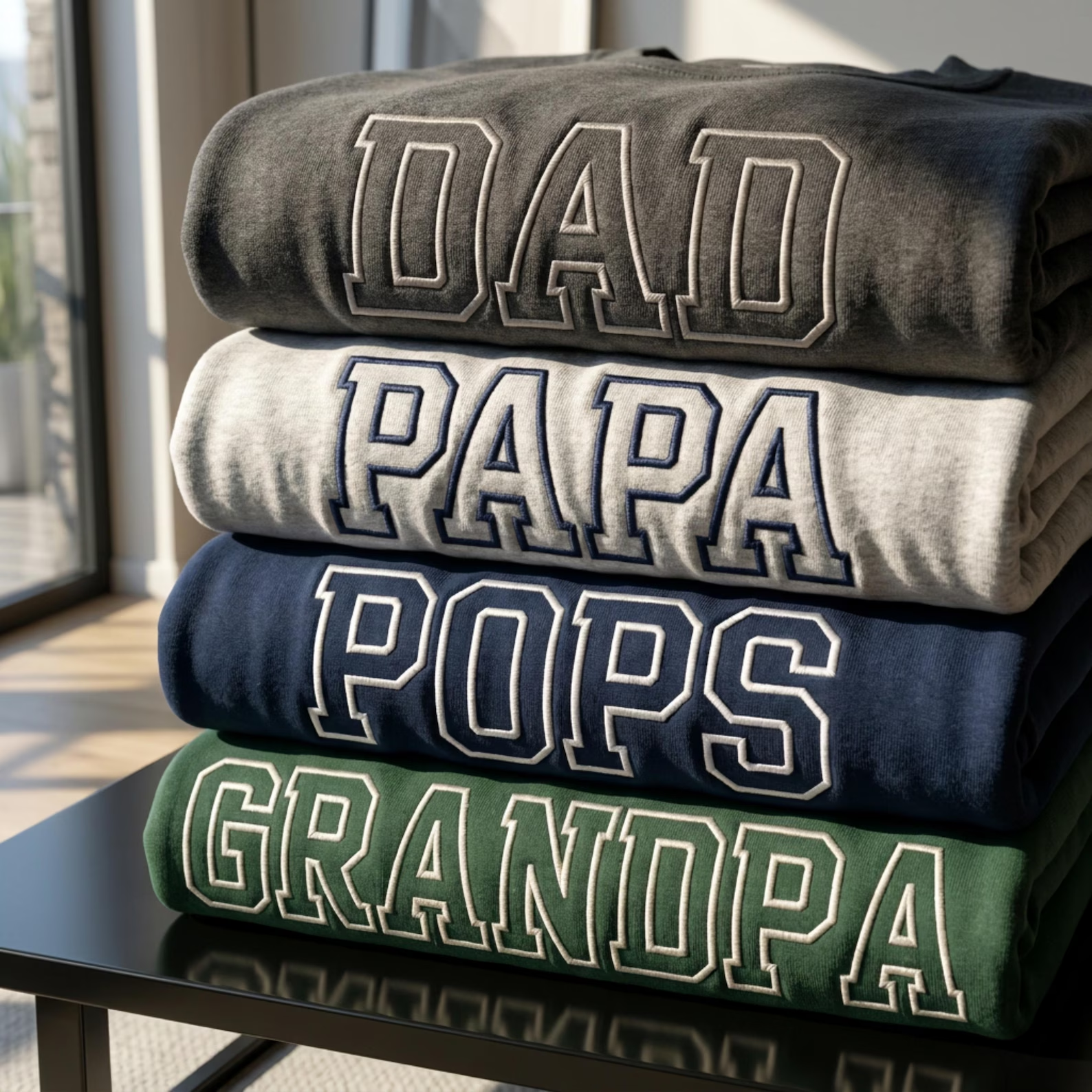 Custom Dad Papa Grandpa Embroidered Sweatshirt, Personalized Father’s Day Gift