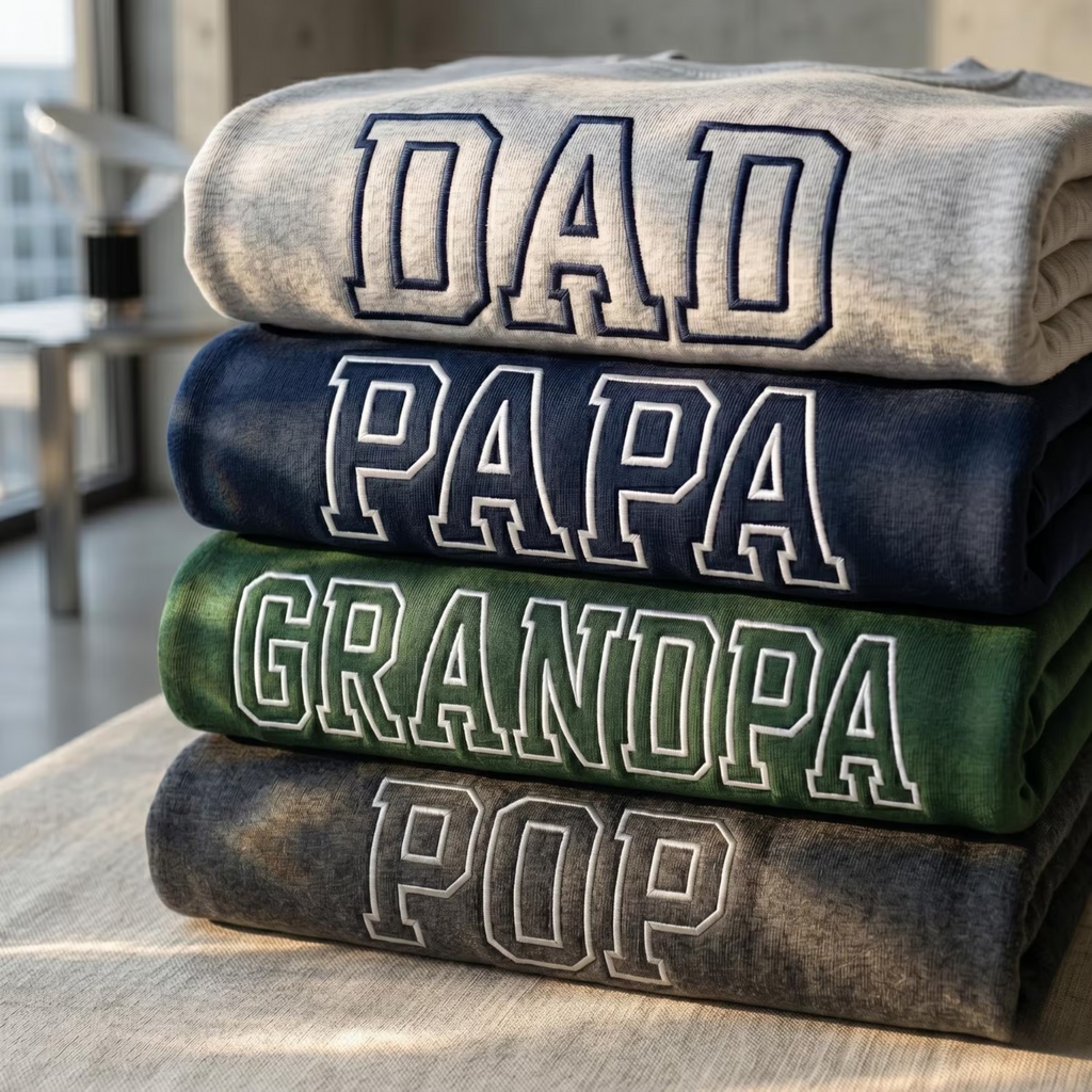 Custom Dad Papa Grandpa Embroidered Sweatshirt, Personalized Father’s Day Gift