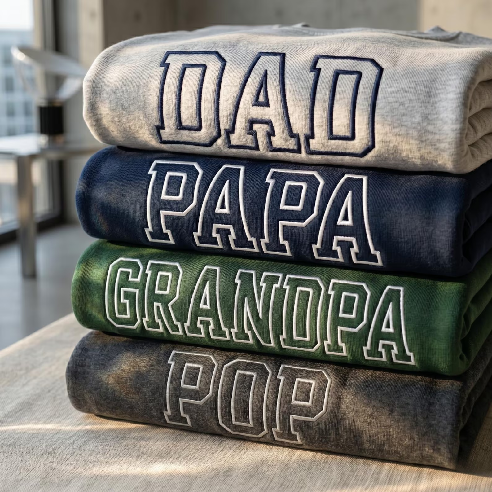 Custom Dad Papa Grandpa Embroidered Sweatshirt, Personalized Father’s Day Gift