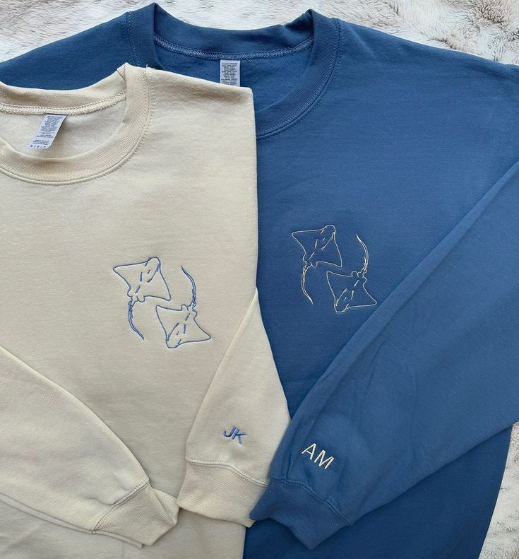 Animal Couple Embroidered Sweater Collection, Matching Couple Sweatshirt, Cute Animal Lovers Outfit, Personalized Gift