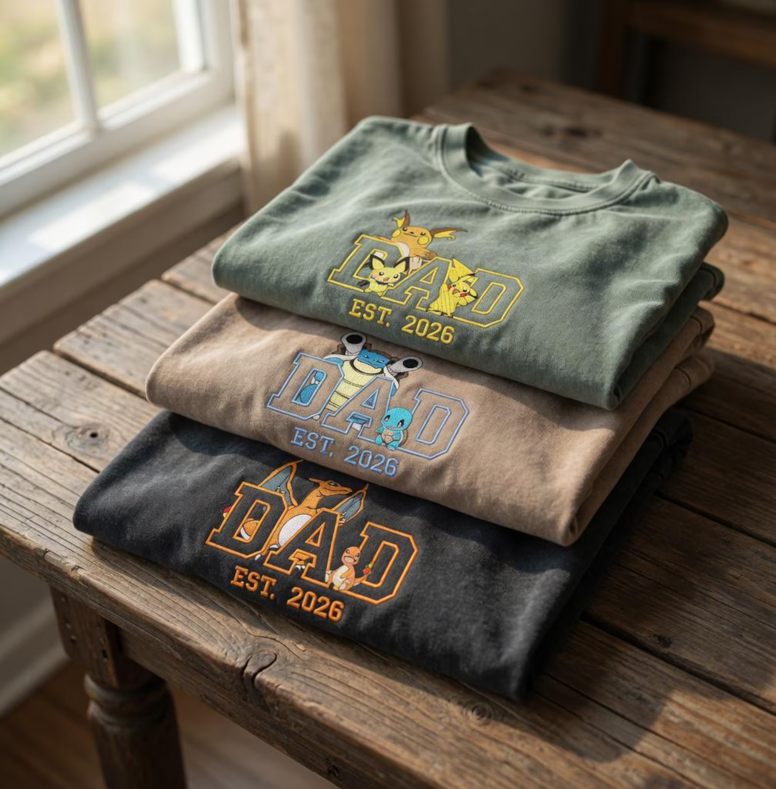 Custom Anime Dad Embroidered Shirt, Personalized First Father’s Day Gift
