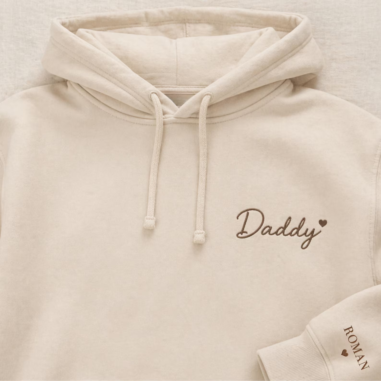 Personalized Papa Embroidered Hoodie With Kids Names on Sleeve, Father’s Day Gift