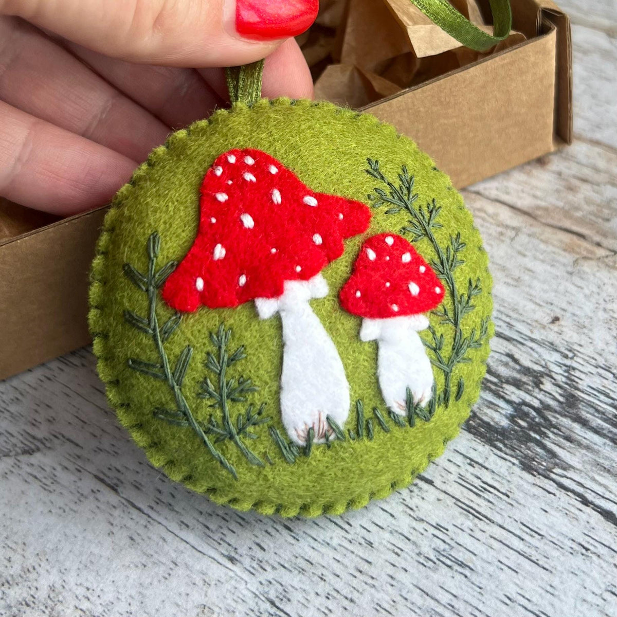 Felt Fly Agaric Mushroom Ornament, Fall Decoration, Woodland Hanging Decor, Cottagecore theme