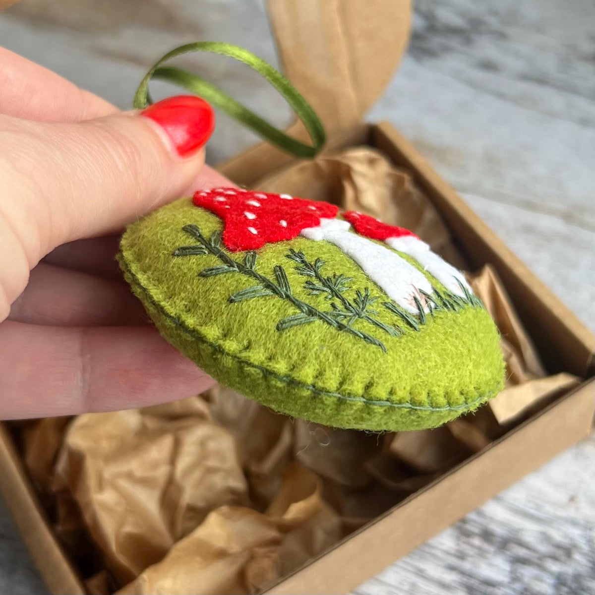 Felt Fly Agaric Mushroom Ornament, Fall Decoration, Woodland Hanging Decor, Cottagecore theme