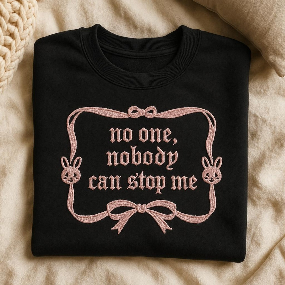 No One Nobody Can Stop Me Embroidered Sweatshirt, Changbin Quote Crewneck