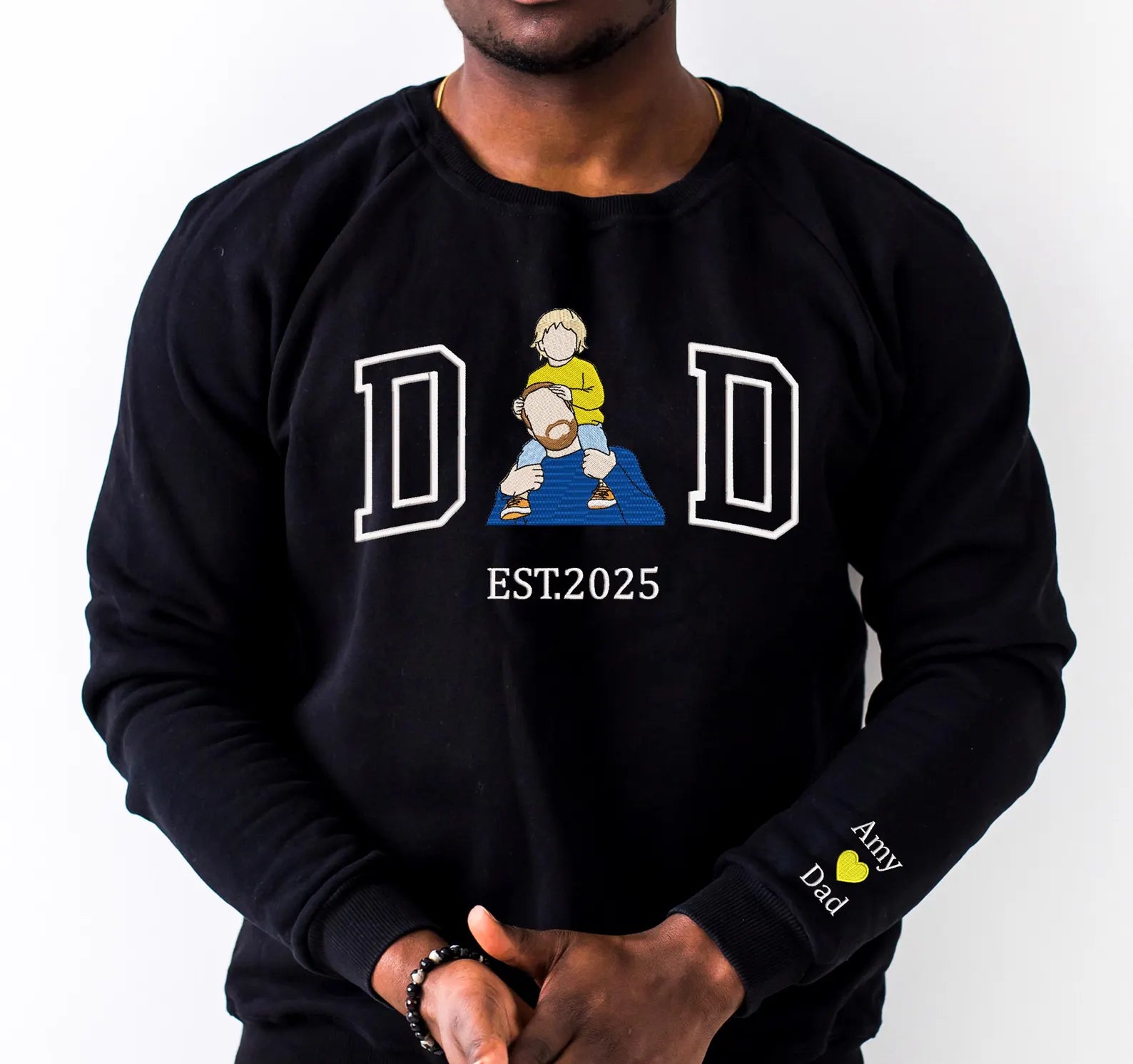 Custom Dad Embroidered Sweatshirt With Photo Portrait, Personalized Father’s Day Gift