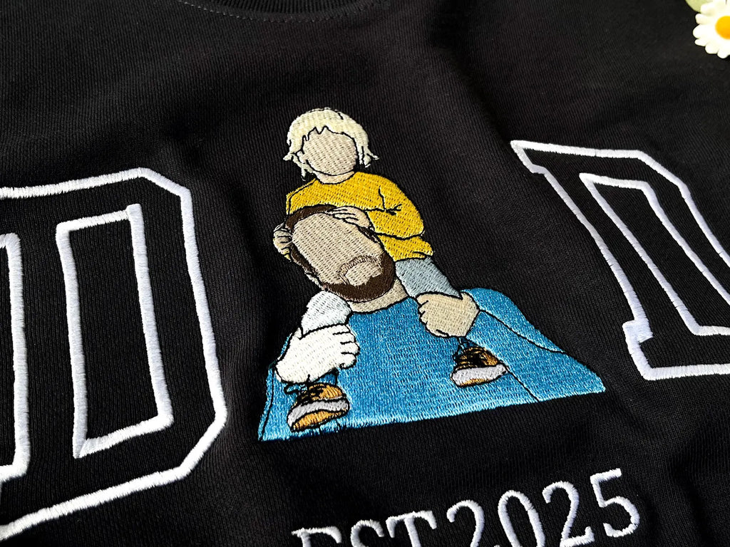 Custom Dad Embroidered Sweatshirt With Photo Portrait, Personalized Father’s Day Gift