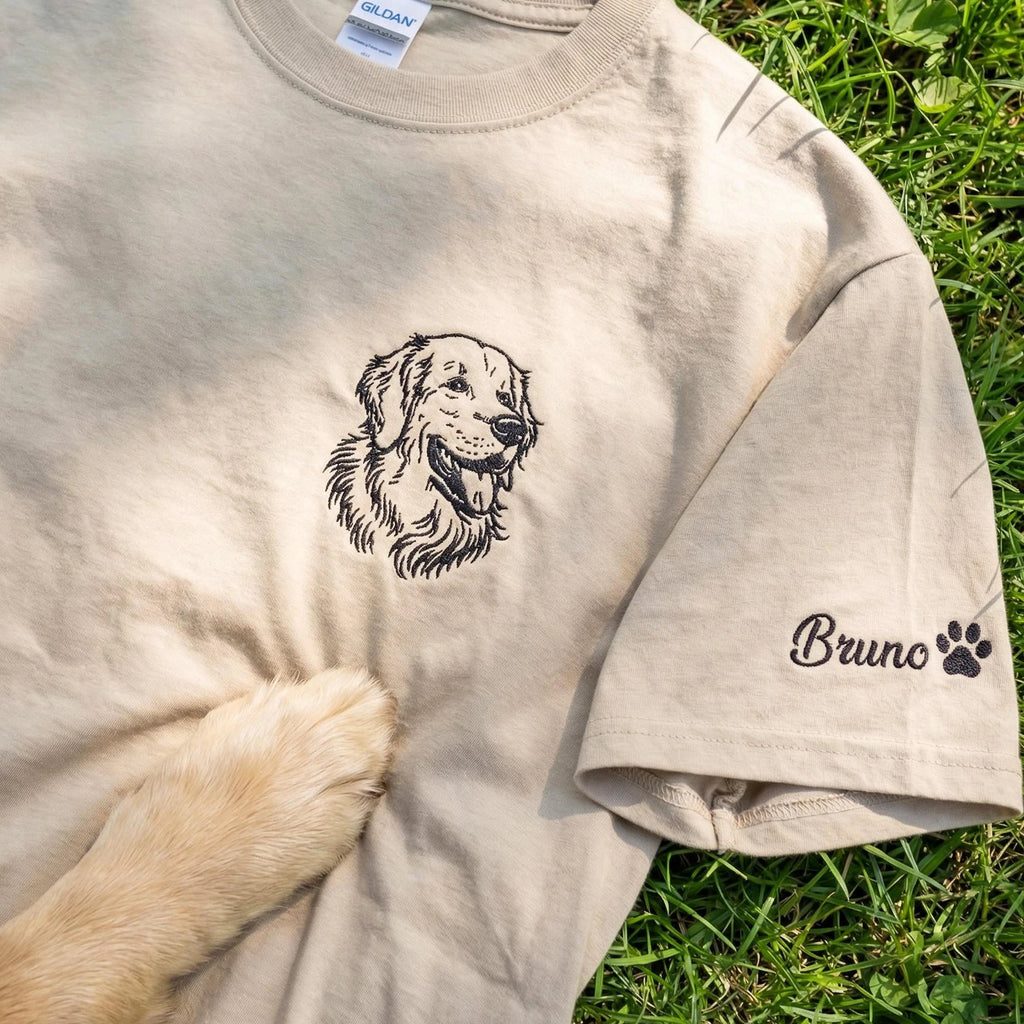 Custom Dog Portrait Embroidered Shirt From Photo, Personalized Dog Dad Gift