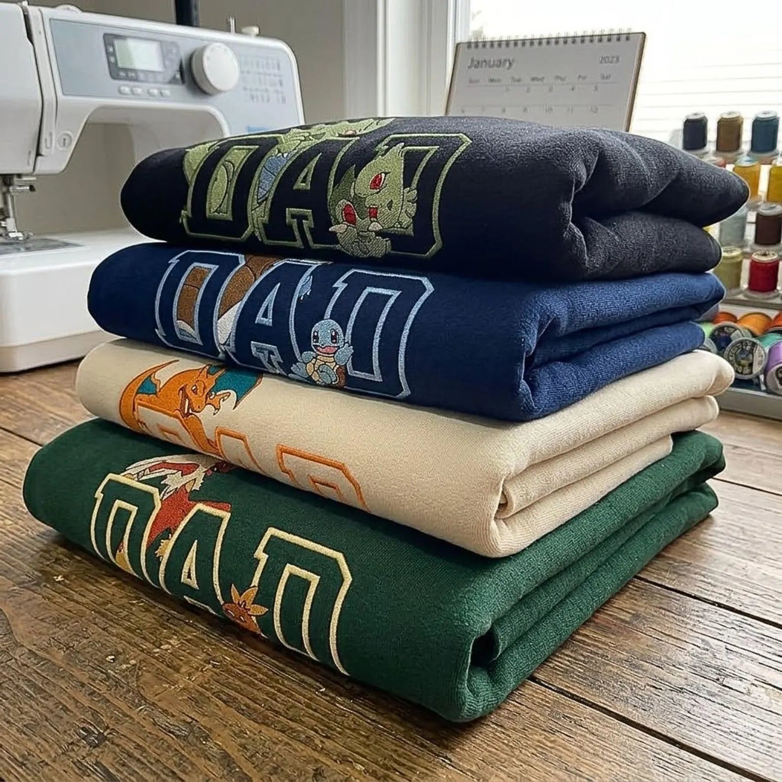 Custom Anime Dad Embroidered Sweatshirt, Personalized Father’s Day Gift for Dad