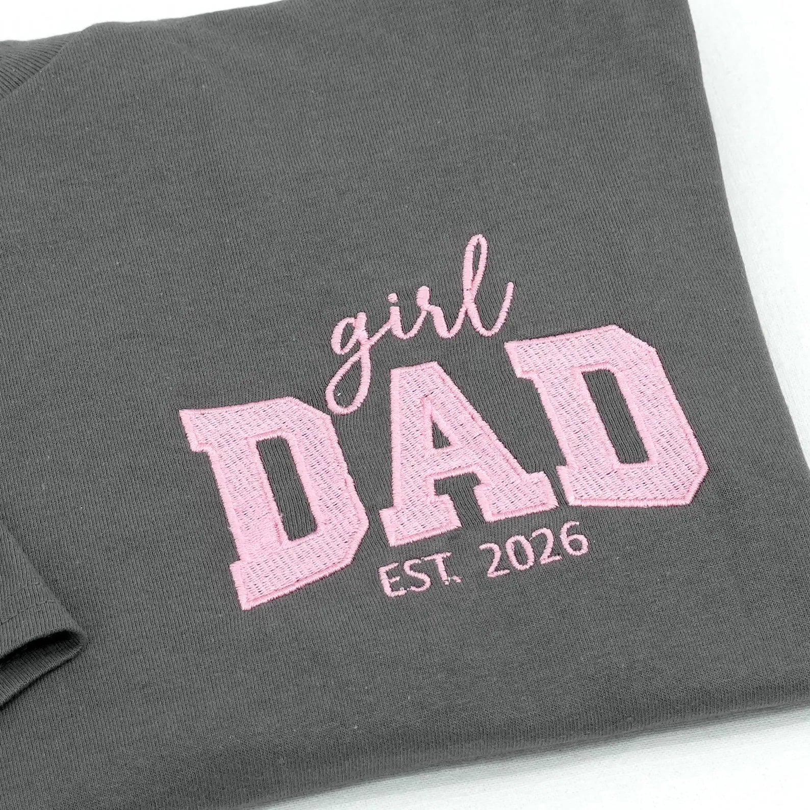 Custom Girl Dad Embroidered Shirt With Baby Name, Pregnancy Announcement Gift