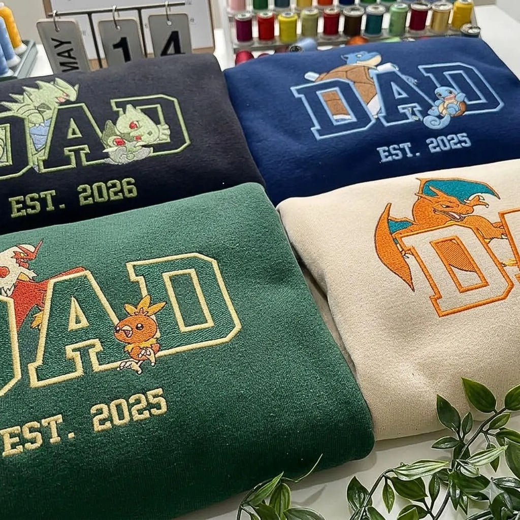 Custom Anime Dad Embroidered Sweatshirt, Personalized Father’s Day Gift for Dad