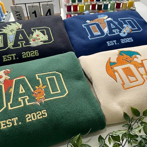 Custom Anime Dad Embroidered Sweatshirt, Personalized Father’s Day Gift for Dad