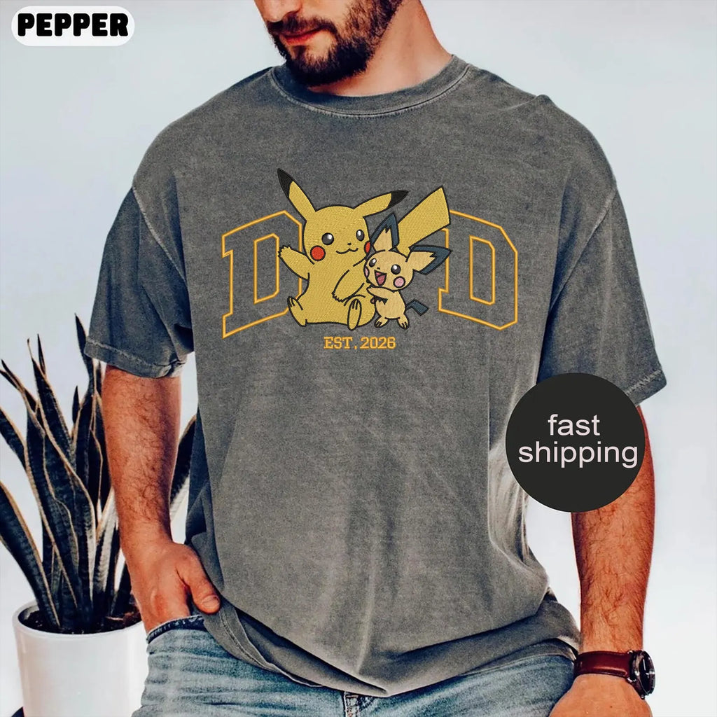 Custom Anime Dad Embroidered  Shirt, Personalized Father's Day Gift