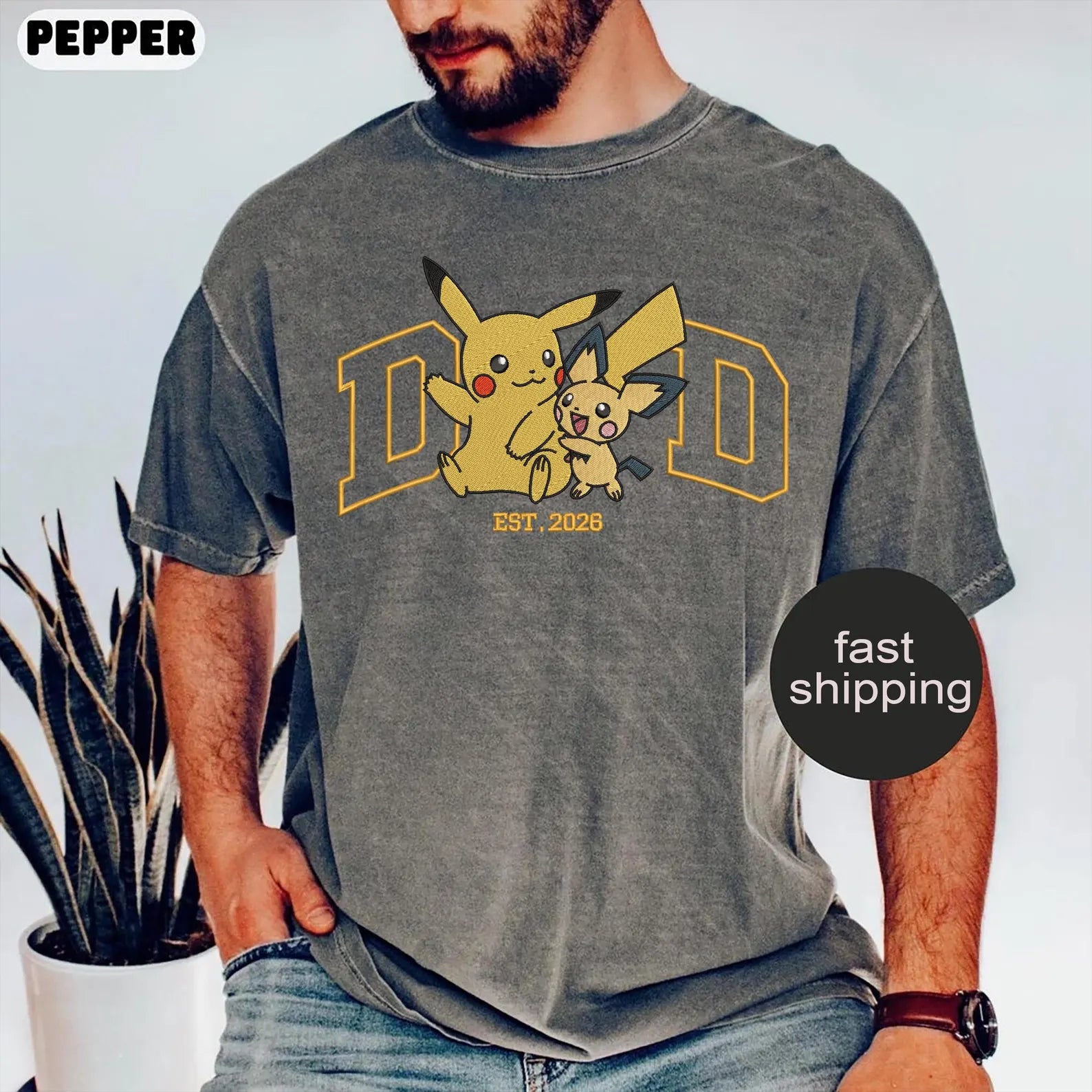 Custom Anime Dad Embroidered  Shirt, Personalized Father's Day Gift