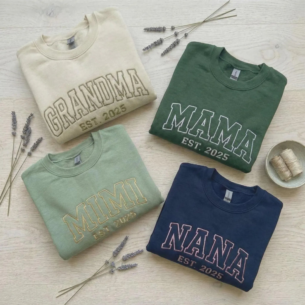 Custom Mom Dad Embroidered Sweatshirt With Kids Names, Personalized New Parent Gift