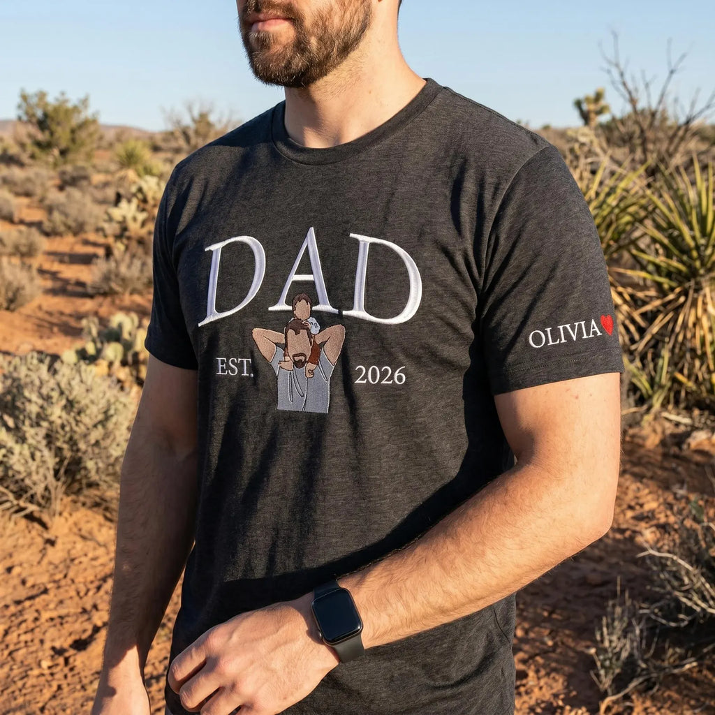 Custom Dad Embroidered Sweatshirt With Photo Portrait, Personalized Father’s Day Gift