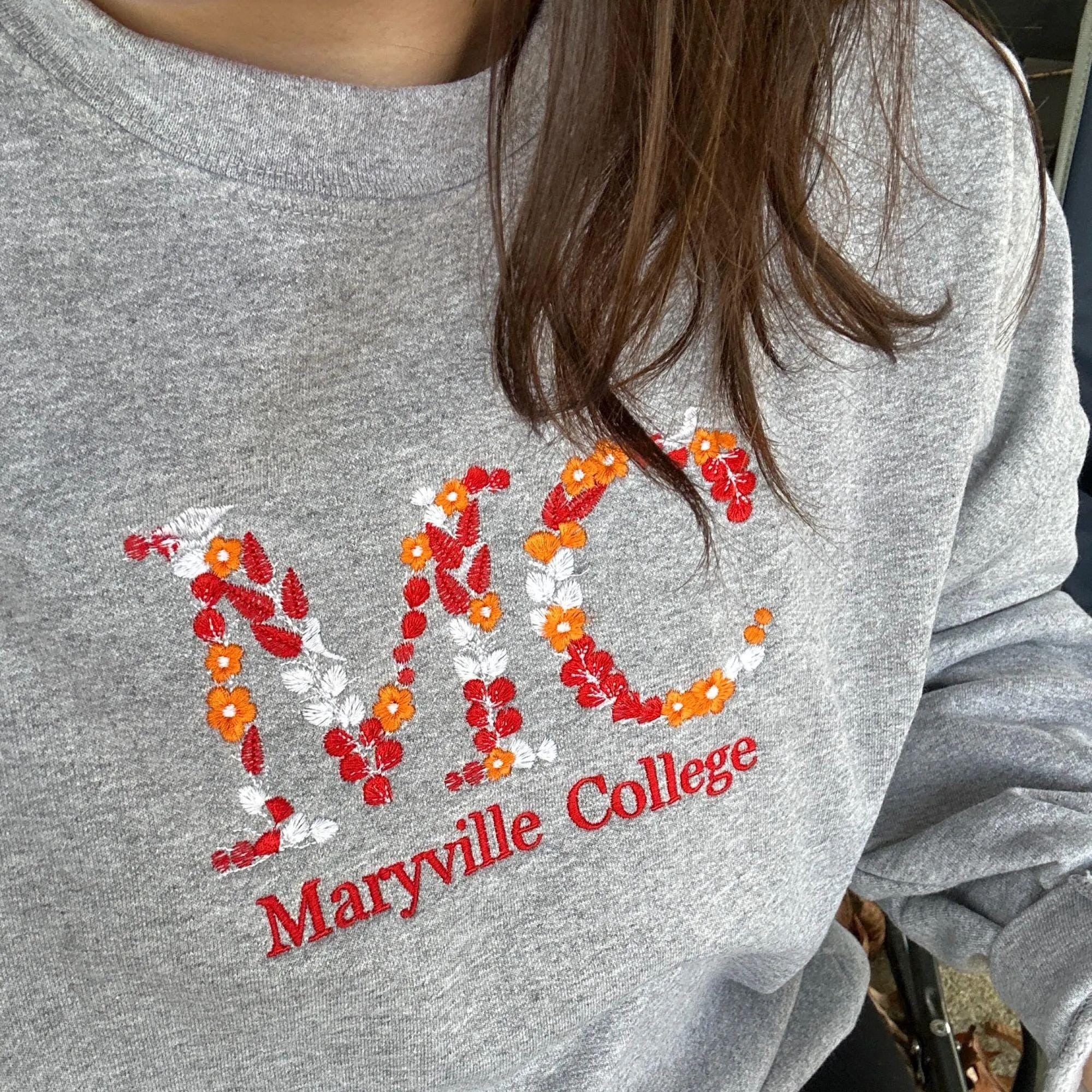 Custom College Embroidered Sweatshirt, Graduation Gift For Friend, Floral Letter Embroidered Hoodie, College University High School Crewneck