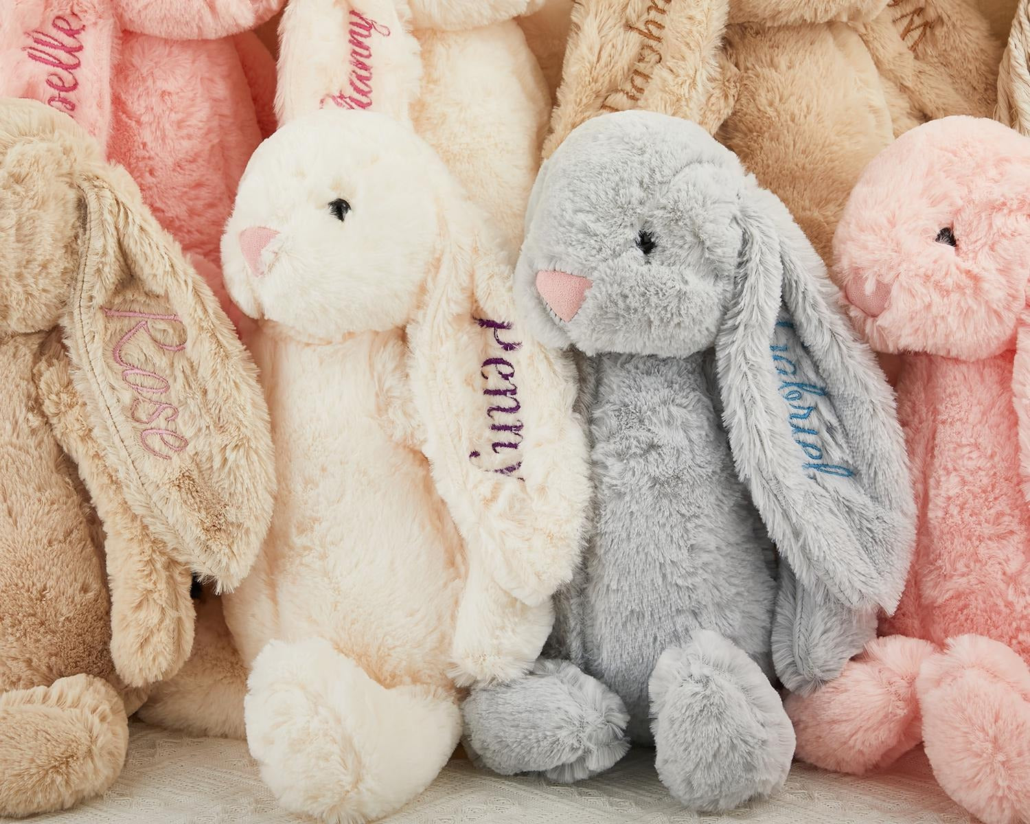 Personalized Embroidered Bunny Soft Plush Toy, Custom Bunny Rabbit, Flower Girl Gift, Baby Shower Gift, Monogrammed Bunny Rabbit, Birthday Gift