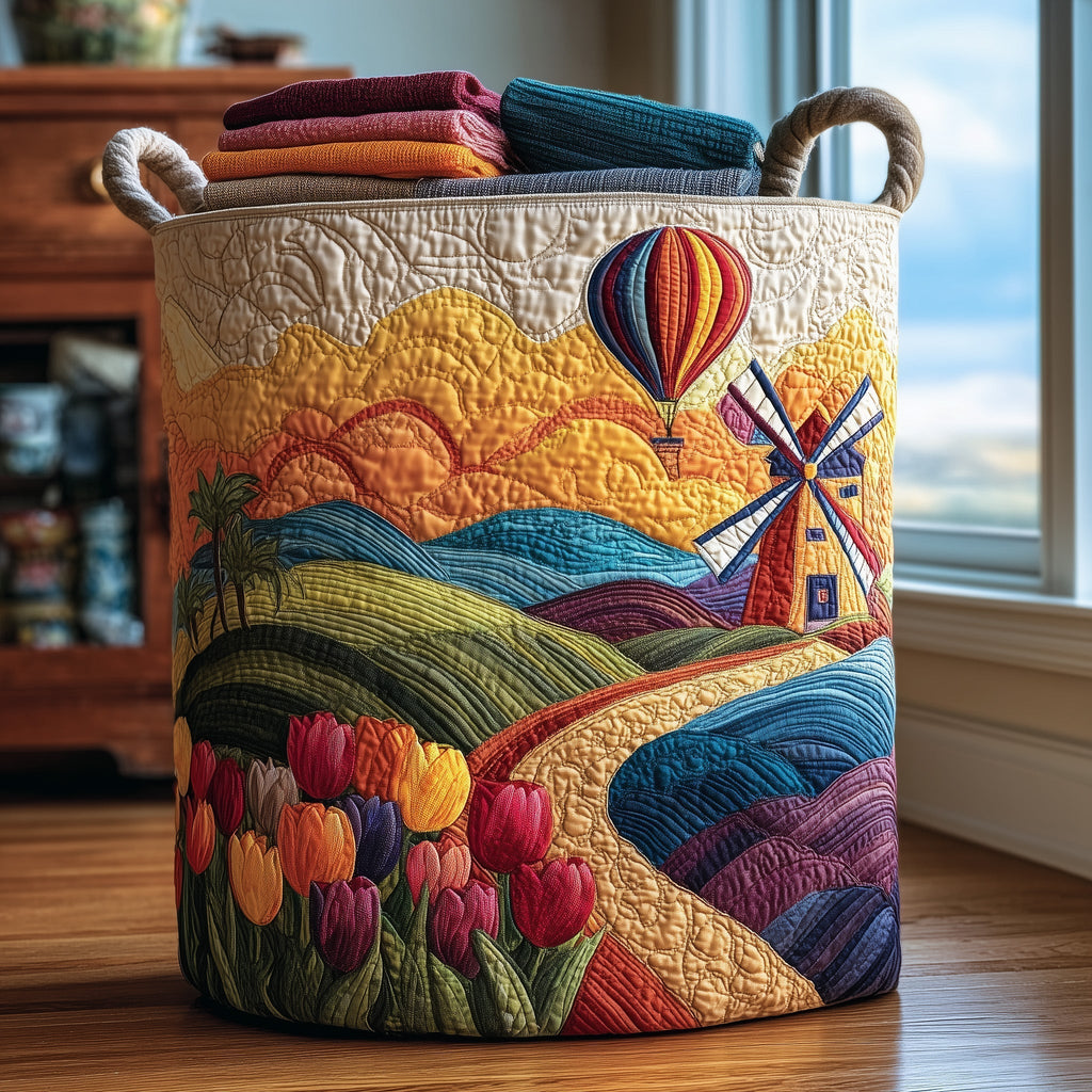 Farm Heaven Quilted Laundry Basket, Heaven Storage Hamper, Custom Name Organizer, Laundry Room Decor, Fabric Clothes Basket QBK73