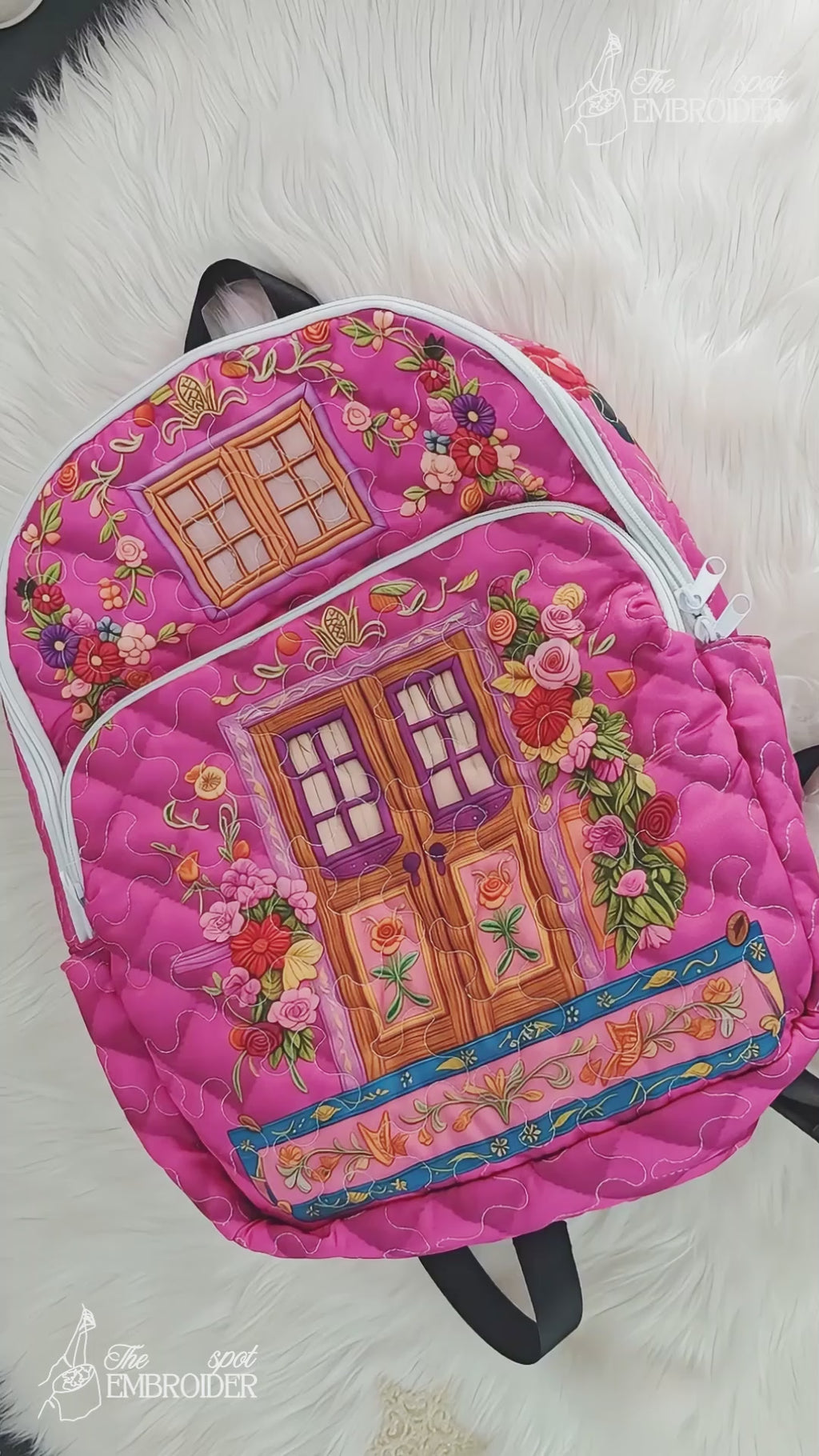 Personalized Floral Quilted Backpack, Custom Book Lover Backpack, Vintage Books Wildflowers School Bag, Travel Bag, Back To School Backpack QBP01