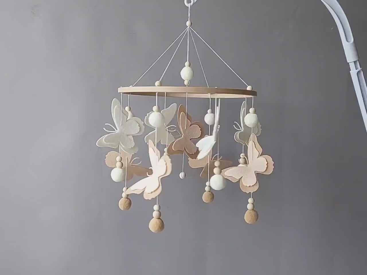 Butterfly Felt Baby Mobile, Handmade Baby Mobile, Custom Name Butterfly Nursery Crib Mobile, Nursery Hanging Decor BBMB18