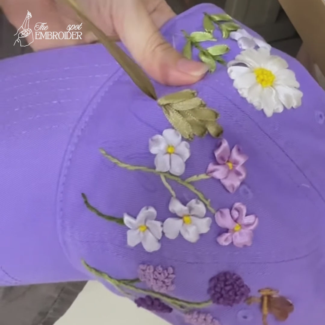 Custom Sunflower Hand-Embroidered Baseball Cap, Embroidered Cap, Hand Embroidered Cap, Custom Hat Embroidery, Family Hat EMSH09
