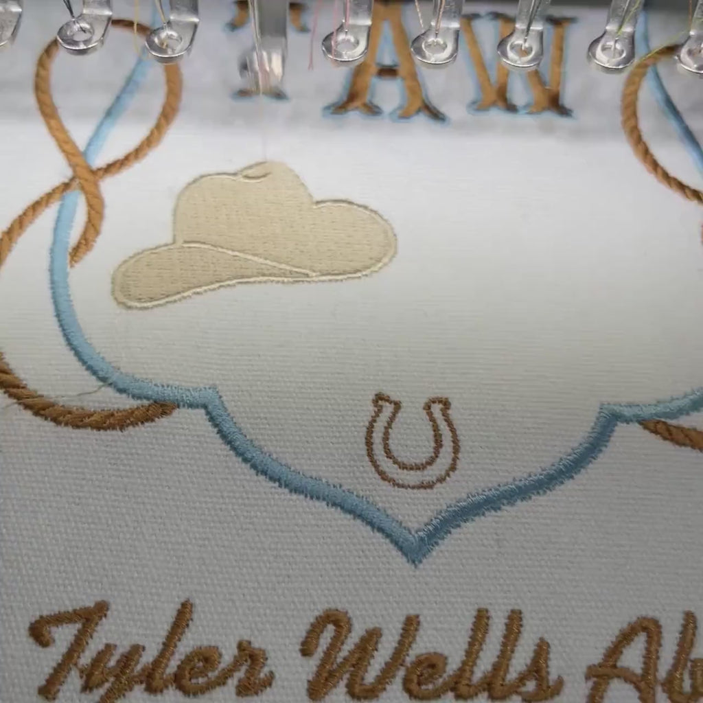 Personalized Cowboy Baby Banner, Custom Name Sign, Baby Name Banner, Monogram Hospital Door Hanger, Baby Shower Gift BBFLAG09