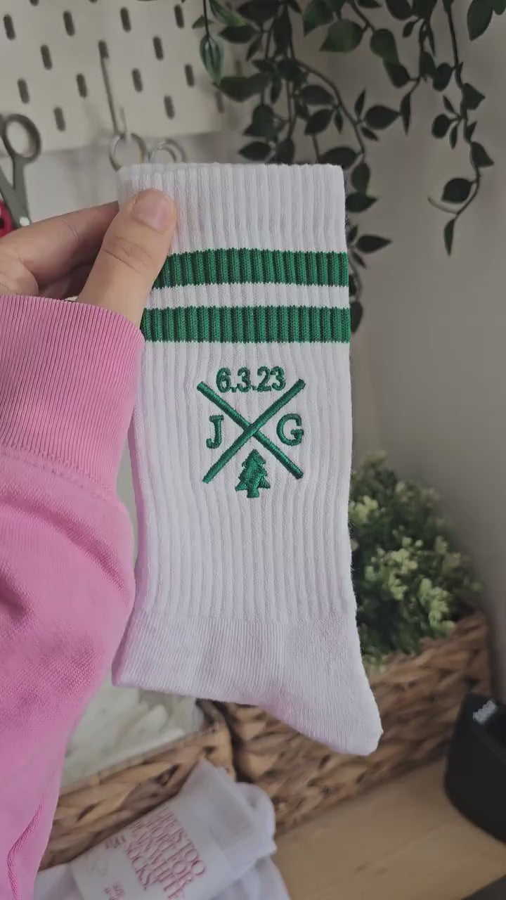 Custom Embroidered Socks, Custom Gift for Anniversary, Personalized Gift, Unique Gift for Easter, Custom Crew White Socks, Stocking Stuffers