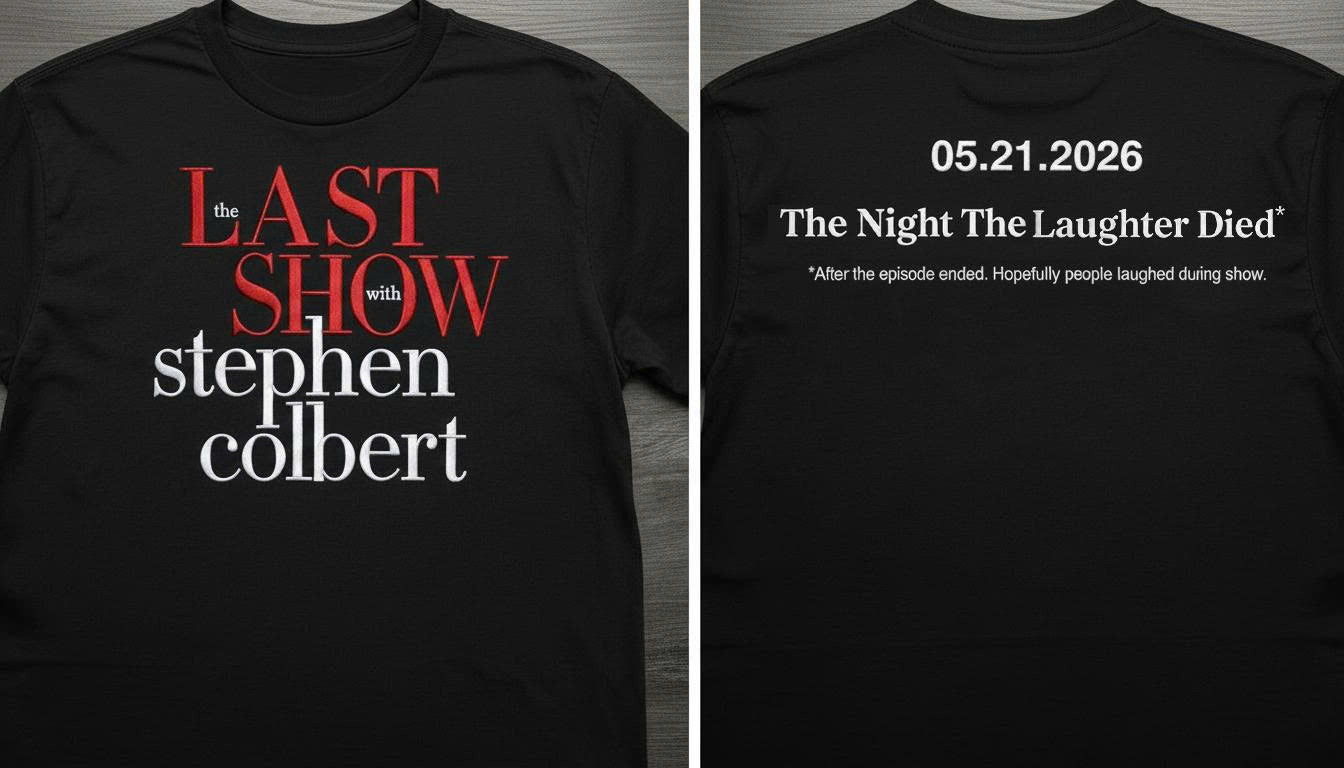 The Last Show with Stephen Colbert 2026 Embroidered Shirt, Funny Talk Show Parody T-Shirt, Late Night Humor Tee, Custom Stitch Meme Shirt, Comedy Fan Gift